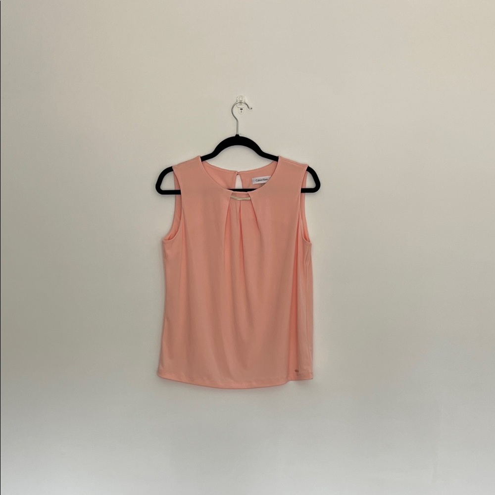 calvin klein peach pink sleeveless top size medium